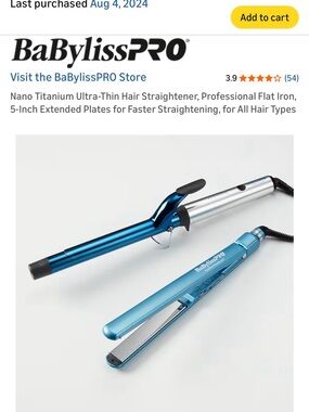 BaBylissPRO Blue Nano Titanium Hair Straightener & 1" Curling Iron Set